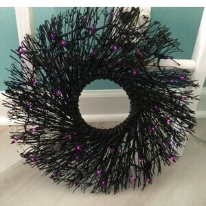 Halloween Spooky Grapevine Wreath 18in Lights up TESTED
